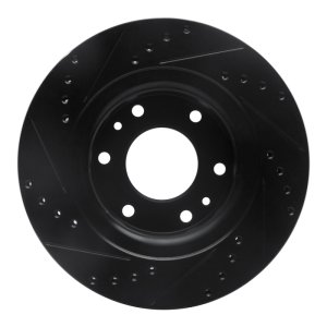 Buick Rainier Brake Rotor (1) - Front Right - R1 Concepts - Drilled & Slotted - Black - `06-`09